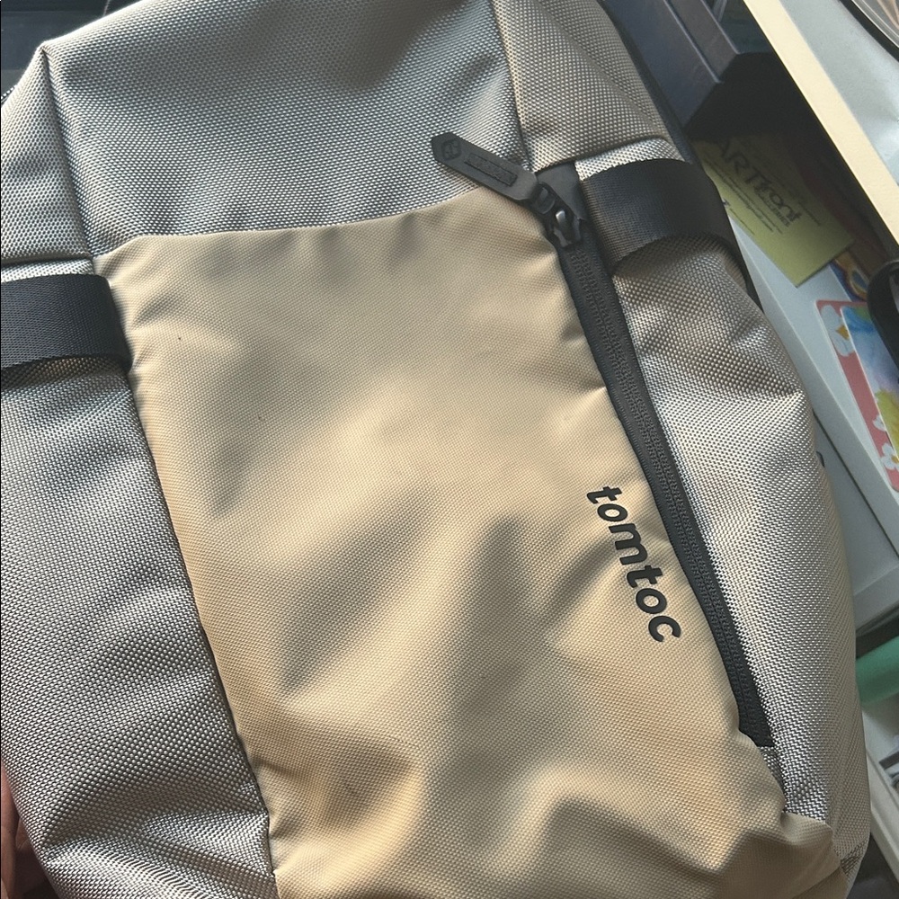 Beige and Black Tomtoc Backpack Sling Bag - Picture 7 of 9
